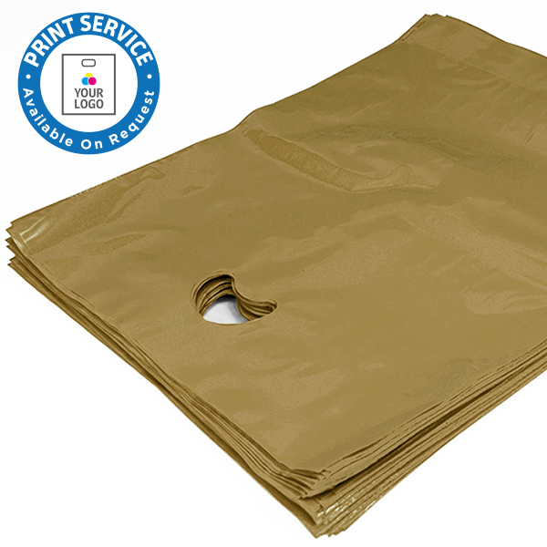 X In Gold Polythene Carrier Bags